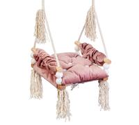 Love Gifts® Children's Swing 3-7 Years Made of Wood, Also Suitable as an Indoor Swing, Can be Mounted on the Ceiling and in the Door Frame, Pink