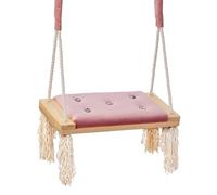 Love Gifts® Children's Swing from 5 Years Made of Wood, Also Suitable as an Indoor Swing, Can be Mounted on the Ceiling and in the Door Frame, Pink with Glass Stones