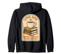 Love God Drink Coffee Read Books Bookworm Lover Vintage Zip Hoodie