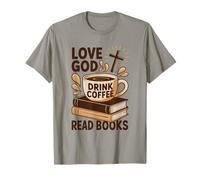 Love God Drink Coffee Read Books Christian Vintage Reading T-Shirt