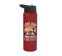 Love God Drink Coffee Read Books Stainless Steel Insulated Water Bottle