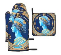 Love Goddess Oven Mitts And Trivet Set Of Three, &Non-Slip And Heat-Resistant To 180°c, Ideal For Cooking.
