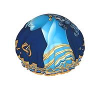 Love Goddess Print Shower Cap - Reusable, Double Layer, Breathable, Quick-Dry, Perfect for Home, Spa, Hotel, and Travel
