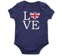 Love Great Briatin Babygrow Baby Boy Girl Union Jack Supporters 2024 Sports Babies Vest, 3-6 Months, Navy