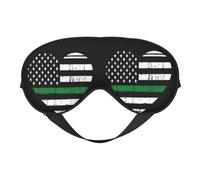Love Green Thin Line American Flag 10 Love Green Thin Line American Flag Sleep Masks Adjustable Strap Soft Eye Mask for Women Men Travel Work Home