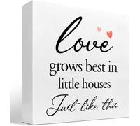 Love Grows Best In Little Houses Just Like This Wood Box Sign Inspirational Decor for Home Shelf Table Office Nursery 5x5 inch