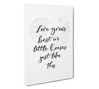 Love Grows Best Typography Canvas Print | Gallery Wrapped 30mm Frame Wall Art | 30x20 inches | Ready to Hang | Modern Typography Picture | Living Room Bedroom Lounge Office