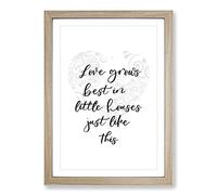 Love Grows Best Typography Framed Print | A2 Oak Framed Wall Art | Ready to Hang | Modern Love Picture | Living Room Bedroom Lounge Office