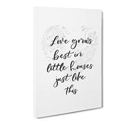 Love Grows Best Typography Quote Canvas Print | Gallery Wrapped 30mm Frame Wall Art | 30x20 inches | Ready to Hang | Modern Typography Picture | Living Room Bedroom Lounge Office