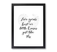 Love Grows Best Typography Quote Framed Print | A2 Black Framed Wall Art | Ready to Hang | Modern Love Picture | Living Room Bedroom Lounge Office