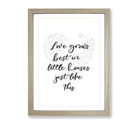 Love Grows Best Typography Quote Framed Print | A4 Oak Framed Wall Art | Ready to Hang | Modern Love Picture | Living Room Bedroom Lounge Office