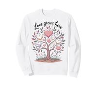 Love Grows Here Heart Tree Romantic Design Sweatshirt