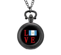 Love Guatemala Flag Vintage Pocket Watches Roman Numerals Quaretz Watch with Chain Christmas Birthday Gifts Black-Style