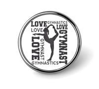 Love Gymnastics Badges Pin, 2.5cm Exquisite Round Badge, Lightweight Button Badges for Women Men, Decorative Metal Circular Brooch Pins for Clothing Backpacks Hats Gifts