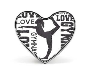 Love Gymnastics Lapel Pin Elegant Heart Shape Brooch Badge Funny Personalized Pinback Button Badge Fashion Cute Heart Brooch Pins for Bag Jacket Clothes Accessories
