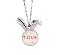 Love Happy Valentine's Day Red Rabbit Necklace Pendant Bunny Animal Jewelry Gift
