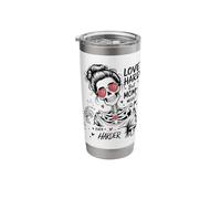 Love Hard Mom Mode Skeleton Messy Bun Stainless Steel Insulated Tumbler