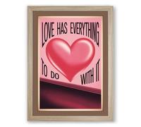 Love Has Everything Retro Framed Wall Art Print A4 (29.7×21cm) Oak, Wall Decor for Living Room, Bedroom, Office & Home, Ready to Hang, Art Gift