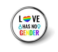 Love Has No Gende Round Brooch Pin Badge Lapel Tie Pin for Women Men Office Worker Teacher Decor
