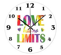 Love Has No Limits Inspirational Quotes Pride Parade Lgbt Round Clocks Modern Frameless Wall Clock Arabic Numerals Clocks For School Decor Home 25Cm