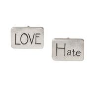 Love & Hate Design Cufflinks, Hand-Crafted English Made Pewter, with a Gift Box