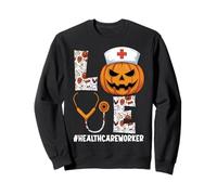 Love Healthcare Worker Pumpkin Spooky Nurse Halloween Sweatshirt