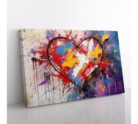 Love Heart Action Canvas Print for Living Room Bedroom Home Office Décor, Wall Art Picture Ready to Hang, 76x50 cm (30x20 Inch)