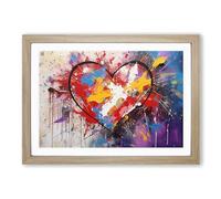 Love Heart Action Framed Wall Art Print, Ready to Hang Picture for Living Room Bedroom Home Office, Oak A2 (66 x 48 cm)