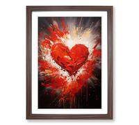 Love Heart Action Painting Framed Wall Art Print, Ready to Hang Picture for Living Room Bedroom Home Office, Walnut A2 (48 x 66 cm)