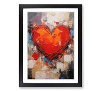 Love Heart Action Painting No.2 Framed Wall Art Print, Ready to Hang Picture for Living Room Bedroom Home Office, Black A2 (48 x 66 cm)