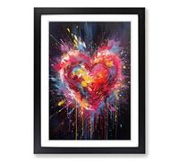 Love Heart Action Painting No.3 Framed Wall Art Print, Ready to Hang Picture for Living Room Bedroom Home Office, Black A2 (48 x 66 cm)