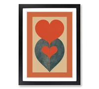 Love Heart Art Deco Style Framed Print | A2 Black Framed Wall Art | Ready to Hang | Art Deco Love Picture | Living Room Bedroom Lounge Office