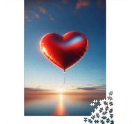 Love Heart Balloon 1000-Piece Puzzle for Adults, 70x50cm/1000pcs; White Cardboard for Simple Sorting; Shared Family Time Around The Table