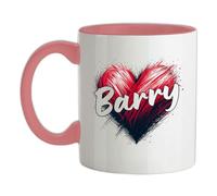 Love Heart Barry - 11oz - Ceramic Two-Tone Mug for Coffee/Tea - BabyPink/White - One Size