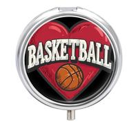 Love Heart Basketball Lover Small Pill Box Case 3 Compartment 2"