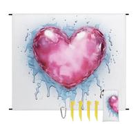Love Heart Beach Blanket Sandproof Waterproof Lightweight Beach Mat for Travel, Camping, Hiking, Picnic, Festivals with 4 Stakes, 1 Travel Carry Bag, 1 Carabiner