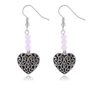 Love Heart Bead Drop Dangle Hook Earrings for Women, Large, Brass, No Gemstone