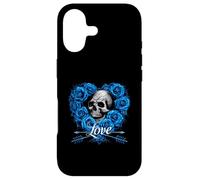 Love Heart Blue Roses Skull For Valentines Love Rock Case for iPhone 17