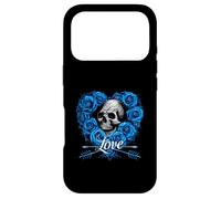 Love Heart Blue Roses Skull For Valentines Love Rock Case for iPhone 17 Pro