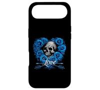 Love Heart Blue Roses Skull For Valentines Love Rock Case for iPhone Air