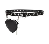 Love Heart Buckle Belt with Detachable Waist Bag Cool Rivet Belt Women Waistband Mini Belt Bag, 1, One Size, Modern/Fitted
