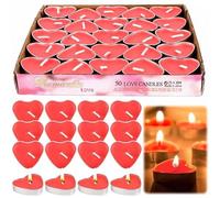 Love Heart Candles, 50 PCS Romantic Candles, Red Tea Lights, Love Candle, for Romantic Valentines Proposal Decorations, Wedding Party Decor