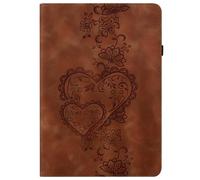 Love Heart Case for Samsung Galaxy Tab S10 Lite/ S10 FE 2025/ S9 FE 10.9 Inch/ S9 11 Inch 2023, Slim Folding Multi-Angle Stand Card Holder Cover Brown