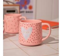 Love Heart Ceramic Mug 540ml Cute Pink Valentine’s Coffee & Tea Cup Matte Finish Gift Mug for Hot Chocolate, Cocoa, or Gifting Assorted Designs (White Heart)