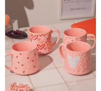Love Heart Ceramic Mug 540ml Cute Pink Valentine’s Coffee & Tea Cup Matte Finish Gift Mug for Hot Chocolate, Cocoa, or Gifting Assorted Designs (White Heart)