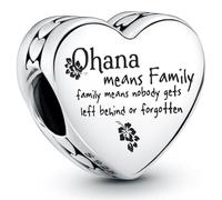 Love Heart Charm Fit for Pandora Charms Bracelet Ohana Means Family Charms for Women Daughter Birthday Gift Heart Bead