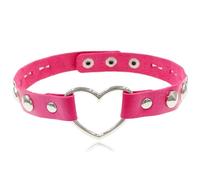 Love Heart Choker for Women Black Leather PU Goth Chokers Necklace Punk Sexy Soft Collar Chain Cosplay Costume Accessories, adjustable, Faux Leather, No Gemstone