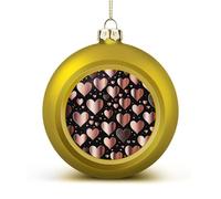 Love Heart Christmas Ball Ornaments - Shatterproof Plastic Vintage Rustic Xmas Tree Decorations Pendant for Family Holiday Wedding Party Xmas Hanging Decoration