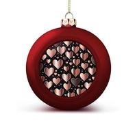 Love Heart Christmas Ball Ornaments - Shatterproof Plastic Vintage Rustic Xmas Tree Decorations Pendant for Family Holiday Wedding Party Xmas Hanging Decoration