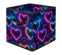 Love Heart Colorful Pattern Foldable Fabric Storage Cubes with Reinforced Handles - Large Collapsible Organizer Bins for Blankets, Kids’ Toys, Clothes, Books | Space-Saving Home Storage Solution